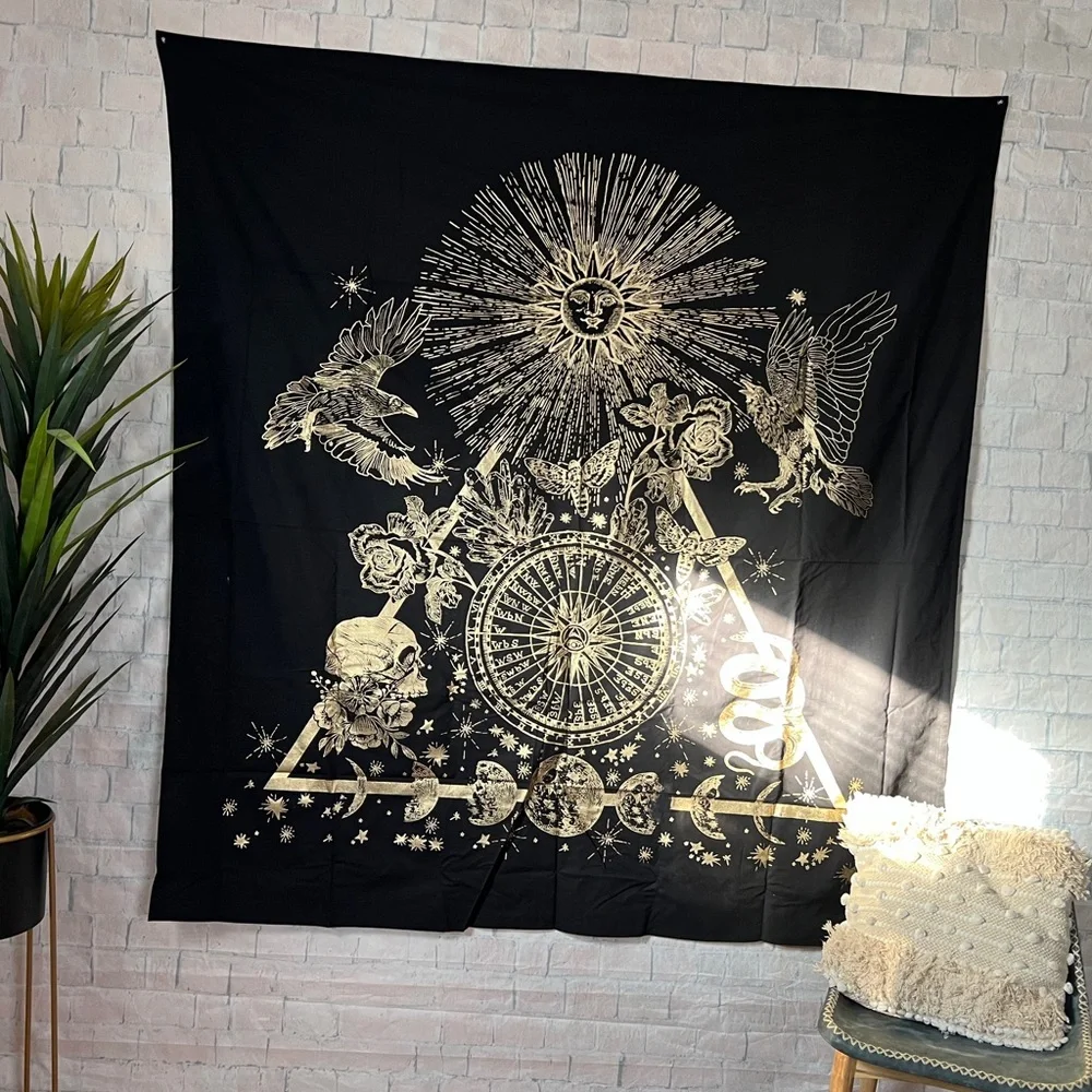 Urban Outfitters Black and Gold Tapestry